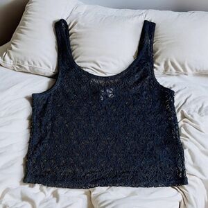 Black lace Crop Tank Top